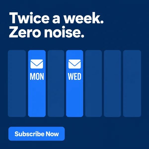 Twice a week. Zero noise.